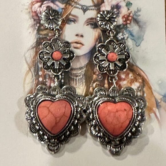 Playful Pink Heart Western Charm Earrings - Picture 6 of 10